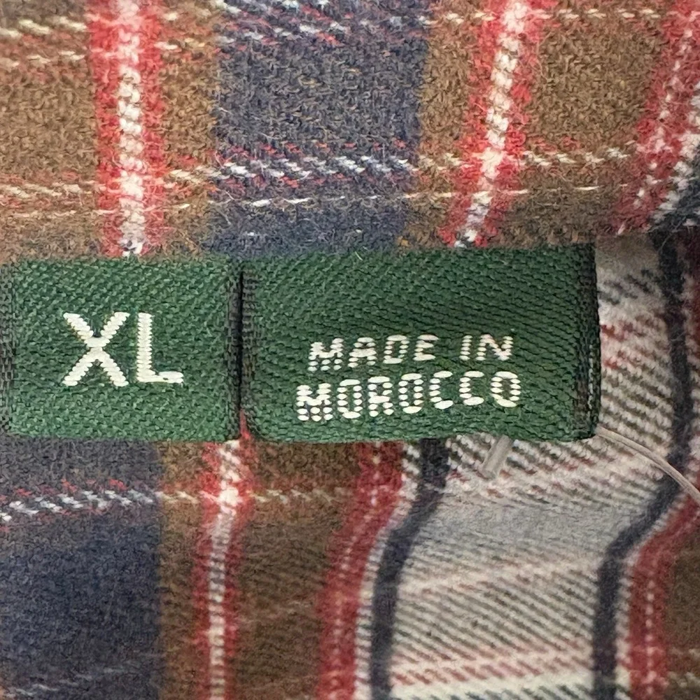Orvis Cotton Merino Rust Plaid Flannel Shirt Performance Men's XL